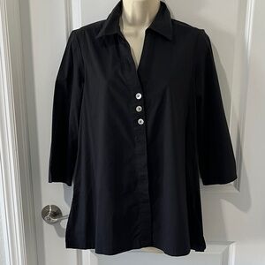 Zac & Rachel Petites Black Popover with back button up Details PM